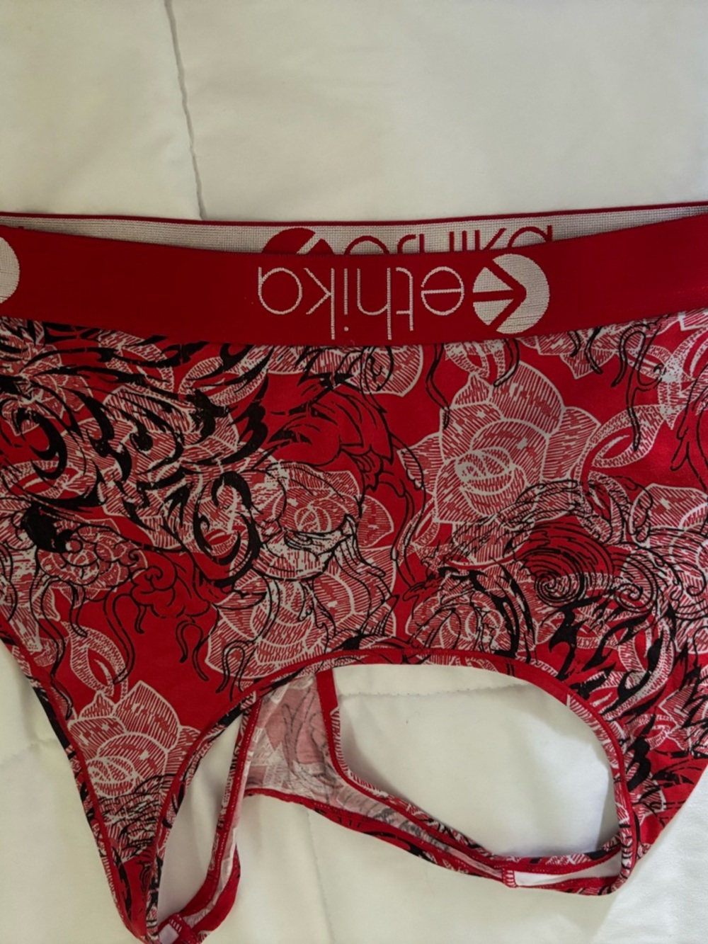 ethika Red Floral & Black Graphic Women's Ethika sports bra racer back